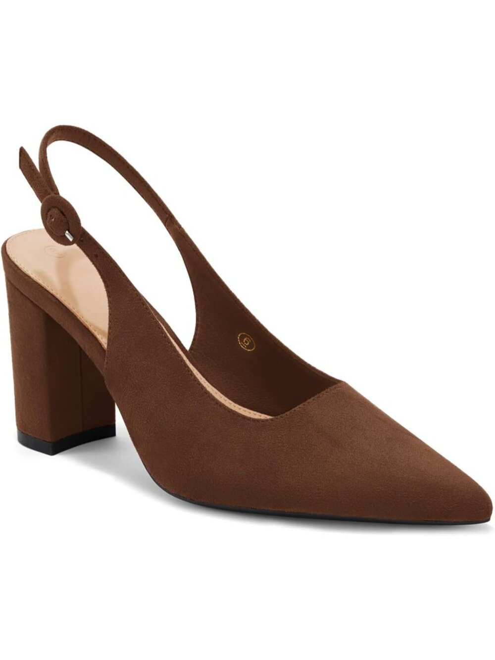 Women's Suede Coffee Faux Leather Pointed Closed Toe Chunky Heels Block Heels